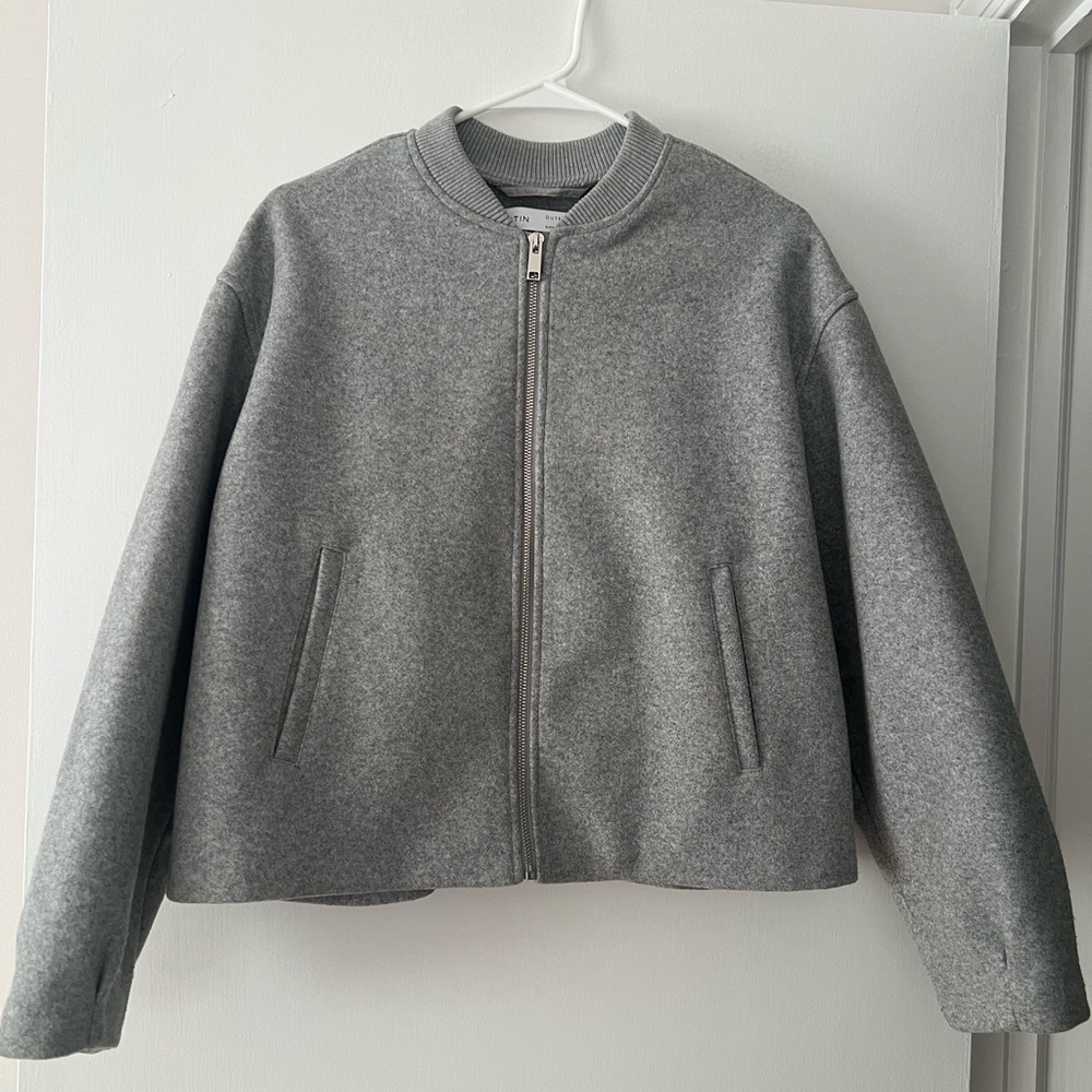 Chic Gray Bomber Jacket for Women